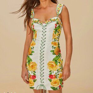 FARM Rio Off-White Picnic Flowers Mini Dress